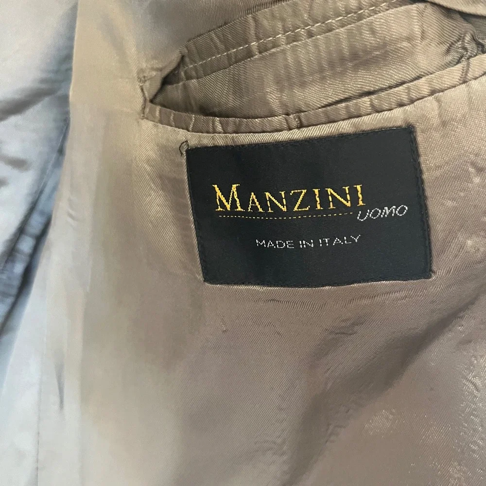 Manzini Uomo Mens Tan Beige 100% Wool 3 Button Blazer Sport Coat Italy 50/44L